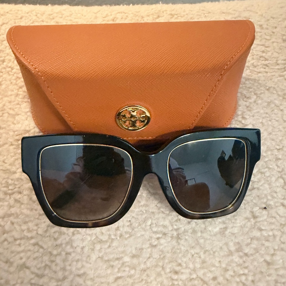 Tory Burch Tortoise Shell Sunglasses with Orange Case